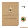 Pendanthalsband Birthstone Month Moon Star Pendent Halsband 12 månader Luck Necklace med papperskort för par Women Girls Gift C3 DHFRZ