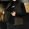 헌팅 재킷 남자 스탠드 칼라 칼라 세분화 양털 양털 두꺼운 조끼 코트 야외 하이킹 툴링 툴링 슬림 핏 핏 모피 1- 피스
