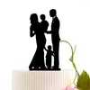 Party Supplies Bride And Groom With Little Boy -Happy Family Cake Topper Anniversary Day Holding Baby Silhouette