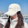 Ball Caps Lamb Wool Baseball Cap Letter Embroidery Women Sun Hat Lady Girls Outdoor Warm Winter Spring Plush 220920