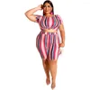 Tracksuits 2022 Zomer plus size vrouwen tweedelige set o-neck korte mouw top bodycon shorts sets stropdy kleurstof print casual pakken chandals mujer