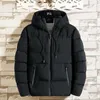 Herrarna Down Men's Parkas Winter Cotton Padded Coat Tjockat Bread Youth Solid Hooded Warm Jacket Trendiga Outwear Tops