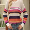 Damestruien Lente en zomer Damesmode Gestreepte colorblock gebreide trui Europese stijl holle gebreide trui met lange mouwen Top 220920