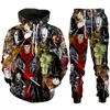 Męskie dresy horrorowe film klaun 3D drukowana bluza z kapturem/spodnie/garnitur Osobowość mężczyzn Kobiet Outfits Fashion Tracksuit Zestaw Halloween Streetwear