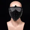 Halloween Supplies Punk Devil Anime Half Face Mask Plastic Rivets Metallic Color Ghost Masquerade Death Cosplay Costume Stage Party Props