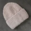 Beanieskull Caps Fabbit päls beanies mjuk varm fluffig vinterhatt för kvinnor Angora stickade skallies kvinnlig motorhuvkvinnor 220920