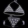 Magkedjor Cryal Bikini Body Belly Chain Harness for Women Sexig underkl￤der bling strassbh och thong set smycken c3 droppe leverera dhb9o