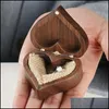 Jewelry Pouches Bags Jewelry Pouches Bags 40Gb Heart Walnut Wood Ring Box Proposal Engagement Holder Wooden C3 Drop Delivery 2021 P Dhbi3