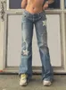 سروال نسائي Capris Sweetown Low Weist Y2K Denim Pants Patches Vintage Grunge Jeans Geans Woman Jumbered Joberged Streetwear Bottoms J220919