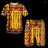 Men's Tracksuits 2022 Summer African Men's T-shirts Sets Africa Dashiki Tracksuit Clothing Sport Suit 2 Piece Tshirt Shorts Retro