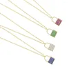 Chains Gold Color White Red Blue Green Cubic Zirconia Cz Paved Lock Pendant Colorful Fashion Women Necklace