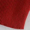 Damenpullover BLSQR Vintage Square Neck Frauen Pullover Rot Langarm Weibliche Strickpullover Elastizität Damen Pullover Jumper 220920