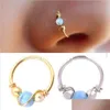 Anelli da naso Borchie 1Pc Moda Turchesi Anello da naso in acciaio inossidabile Narice Hoop Stud Gioielli penetranti per il corpo per le donne Consegna di goccia 202 Dhkxi