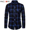 Camicie casual da uomo Abbigliamento da uomo Camicetta Camicia elegante da uomo a righe sfumate blu Top Business Stampa scozzese Maniche lunghe Camisa Social Masculina 220920