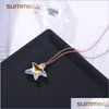 Pendant Necklaces New Titanium Steel Lucky Star Pendant Necklace For Women Girlfriend Sparkling Crystals Jewelry Birthday Gi Lulubaby Dhxgt