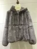 Women's Fur Faux Fur genuine natural real rex fur coat women Hooded outerwear whole skin long-sleeved short style Slim jacket cap 220919