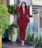 Women's Two Piece Pants Women Winter set Tracksuit Full Sleeve Ruffles Blazers Suit Set Office Lady business wear uniform GL610 220919