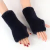 Fem fingrar handskar fingerlösa stickade kvinnor riktiga päls mink vinter vantar för 2022 mode