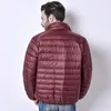 Men's Down Parkas Autumn Ultralight Thin Coat Male Goose Feather Large Size Casual Short Jacket Men Standing Collar Wholesale 220919