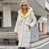 Damskie puch Parkas Gasman Down Fashion High Street Long Big Pocket Women Women Contrast Marka ciepłe pikowane płaszcze Parka 21339 220919