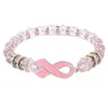 أساور الشريط الوردي الماس الإسورة للنساء سوار التوعية بسرطان الثدي