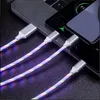 Kabel 1,2m 3in1 LED fließend Licht schnelles Lade-USB-Kabel für iPhone Android Type-C