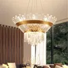 Lustres ronds chandeiler gold cristal suspendus lampe pour le salon chambre à coucher d'éclairage d'intérieur