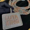 Super Hotsale Bling 아이스 아웃 골드 도금 풀 CZ 사용자 정의 문자 이름 펜던트 목걸이 남성 힙합 블링 보석 선물 3mm 24 인치 로프 체인