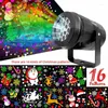 Verlichting 16Colors Led Stage Lights Snowflake Light Snowstorm Projector Kerstmosfeer Holiday Family Feest Woonkamer Slaapkamer Lamp