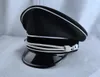 Bérets WWII Officier de l'armée allemande Service Visière Chapeau Casquette militaire Noir 57 58 59 60 61 62 M L XL XXL