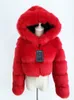 Ful feminino Faux Zadorin de alta qualidade Ry Casacos e jaquetas Casaco mulheres fofas com casaco com casaco de inverno com capuz Femme 220919