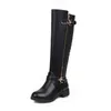 Bot Moda Sonbahar Kış Kadın Med Heels Toka Zipper Sapatos Feminos Boyut 34 43 Dij Yüksek Deri Platform H8 20 220901