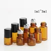 Mini Roll On Glass Bottles 1ml 2ml 3ml 5ml 10ml Fragrance Perfume Essential Oil Container With Stainless Steel Ball Roller