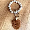 Party Wood Bead Armband Keychain Pure Wood Color Car Chain Cotton Tassel Keyring With Eloy Ring Wood Pärled Decoration Pendant GWE14284