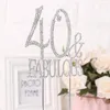 Abastecimento festivo 40 50 Fabulous 40th 50th Aniversário Bolo Topper Número de Crystal Rhinestone Anniversary Party Decoration Decorating