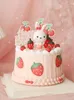 Festive Supplies Personalized Cartoon Cake Topper Lovely Pink Cute Girl Decor Strawberry Cherry Decoration Birthday Baby Shower