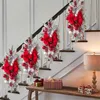 Dekorativa blommor trådlös prelit trappa trim julkransar för ytterdörrens semesterväggfönster hängande ornament glödlampor krans