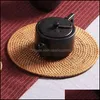 Mats Pads Round Rattan Coasters Table Heat Resistant Weave Placemats For Drinks Holder Kitchen Drop Delivery 2021 Home Garden Kitche Dh8Ig