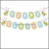 Party Decoration Easter Decorations For Home Swirl Banner Egg Ornaments Cake Topper Happy Kids Toys Supplies Drop Delivery 2021 Garde Dh7Jh