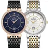 Montres-bracelets Quartz montre pour hommes diamant haut double calendrier hommes étanche luxe argent acier montres Relogio Masculino