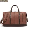 Duffel V￤skor Nya slitst￶dda PU Travel Bag Business Style Solid Color Outdoor One Shoulder Bagage P￥s f￶rvaringsv￤ska 220920