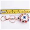 Key Rings 4Pcs/Lot Turkey Blue Eye Key Chain For Women Handbag Decoration Keychain Woman Girls Rhinestone Keyring Jewelry Accessories Dhfmt