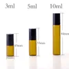 Clear Amber Empty Glass Roll On Bottle 3ml 5ml 10ml Roller Container for Essential Oil Aromatherapy Perfumes