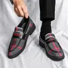 High-End Striped Print Men's Shoes Loafers Pointed ToeFlat Heels Fashion Classic Office Daily Comfortable Casual Loafers Full Size 38-47