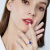Other Luxury S925 Silver Ring Classic Blue Sexy Red Retro Green Gemstone Ring Synthesis Sapphire Party Wedding Temperament Jewelry 67cu