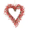 装飾的な花の花輪人工花バレンタインデーデコレーション玄関の壁のためのハート型のガーランドペンダントドライ