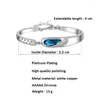 Link-Armbänder, luxuriöse blaue Zirkonia-Stein-Manschette, glänzendes Mikrokristallpflaster, Wasserloch, charmantes Armband, Zubehör, Geschenke für Frauen