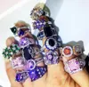 Überzogene Farben Big Gem Lady Fashion Band Ringe Übertriebener Strass Ring Mix Verschiedene Stile und Größen #16-#20