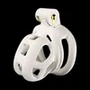 Nxy Devices 4 Rings Male White Device Cage Men Resin Locking Belt Double-arc Cuff Penis Ring Cock Adult Sex Toys 2208293008775