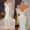 Elegante weiße Meerjungfrau-Brautkleider im Vintage-Stil mit langen Ärmeln und Spitze, Vestidos De Noiva, Brautkleid nach Maß